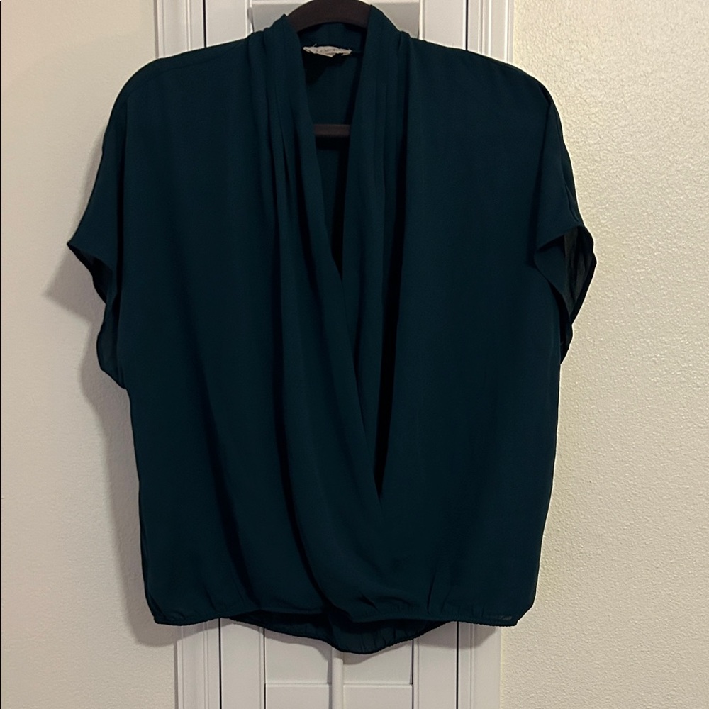 Ann Taylor LOFT Teal Drape Women's Top